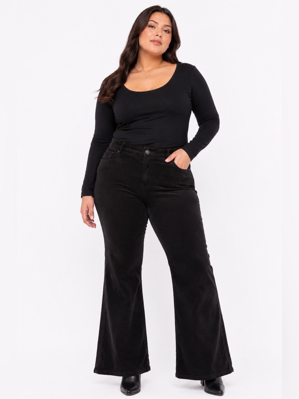 NWT Y2K Vintage Pendleton Velour Corduroy Bootcut Pants (Black) Size 14